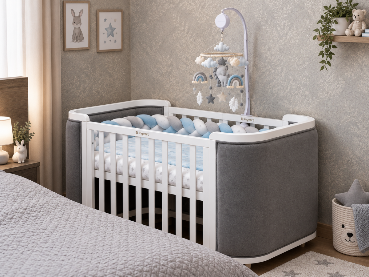 Մահճակալ Boho slim white-pale grey velour 124x70 - Image 3