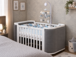 Մահճակալ Boho slim white-pale grey velour 124x70 - Image 3