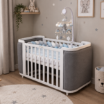 Մահճակալ Boho slim white-pale grey velour 124x70