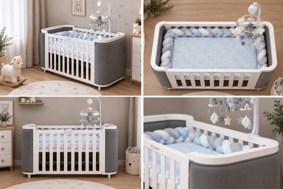 Մահճակալ Boho slim white-pale grey velour 124x70 - Image 4