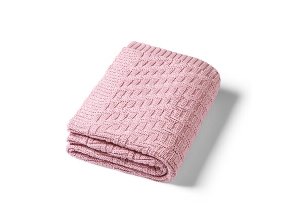 babyono-pledas-megztas-medvilninis-rozinis-164701-3 1647/01 ծածկոց Cotton knitted blanket - Image 1